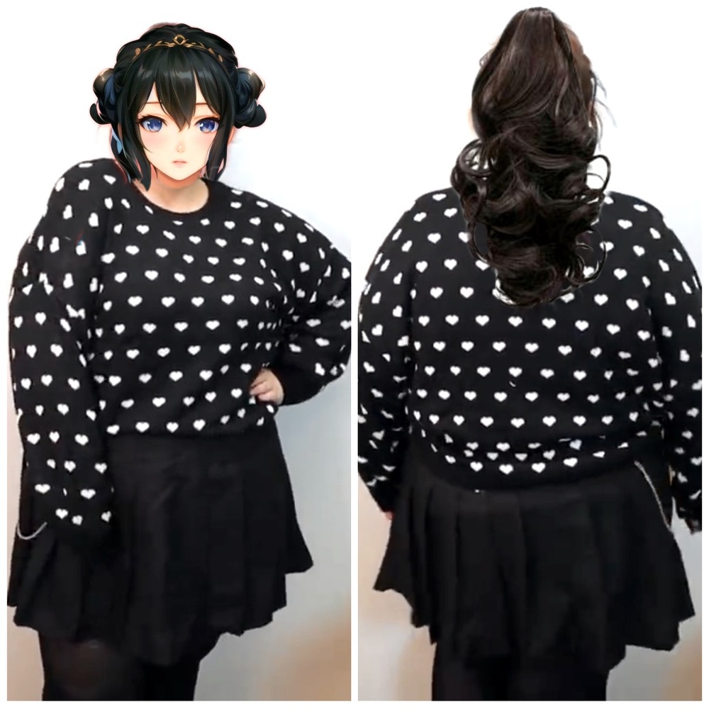 Plus Size Black & White Heart Sweater🖤🤍